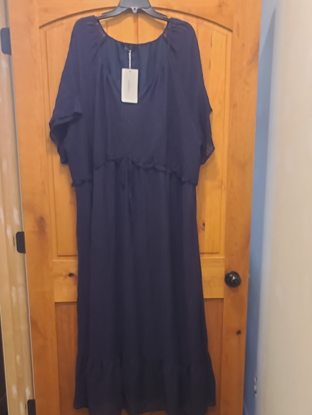 BloomChic Navy Maxi Dress with Tie Waist